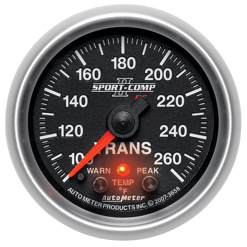 Autometer Elite 52.4mm 100-260F Transmission Temperature Peak & Warn w/ Electronic Control Gauge