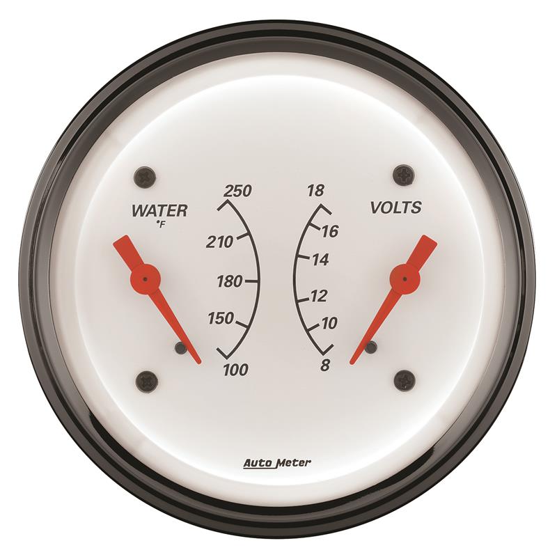 AutoMeter Gauge Dual Wtmp & Volt 3-3/8in. 250 Deg. F & 18V Elec Arctic White