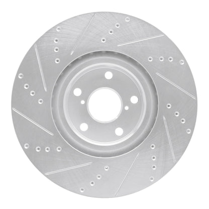 R1 Concepts R1 09-11 Lexus GS450H Right Front Drilled & Slotted Silver Brake Rotor