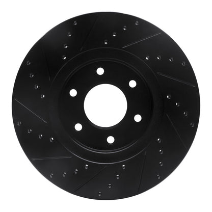 R1 Concepts R1 06-09 Chevrolet Trailblazer Front Right Drilled & Slotted Black Brake Rotor