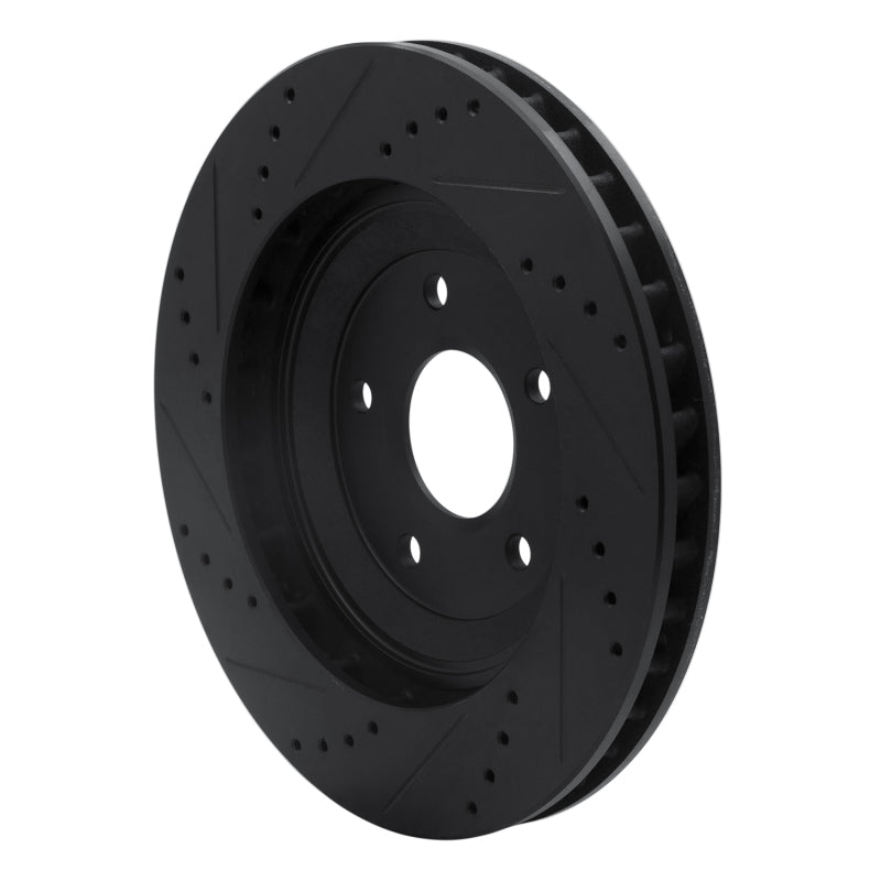R1 Concepts R1 97-09 Cadillac XLR Left Front Drilled & Slotted Black Brake Rotor