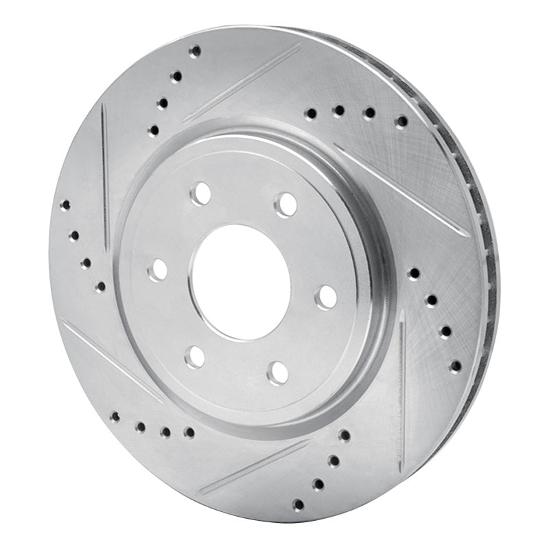 R1 Concepts R1 05-25 Nissan Frontier Front Left Drilled & Slotted Silver Brake Rotor