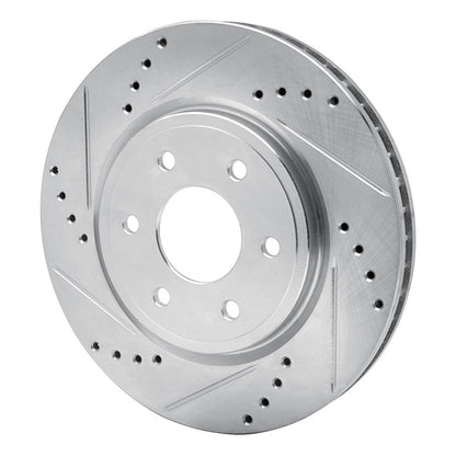 R1 Concepts R1 05-25 Nissan Frontier Front Left Drilled & Slotted Silver Brake Rotor