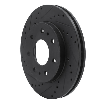 R1 Concepts R1 09-09 Ford F-150 RWD Front Left Drilled & Slotted Black Brake Rotor