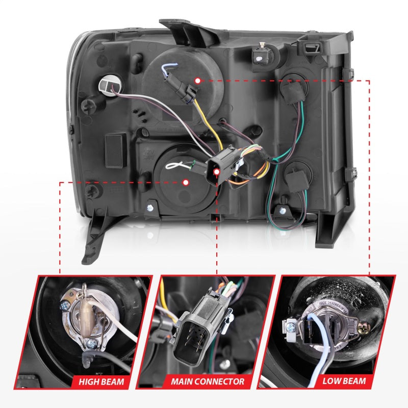 ANZO 2007-2013 GMC Sierra 1500 Projector Headlights w/ Halo Black