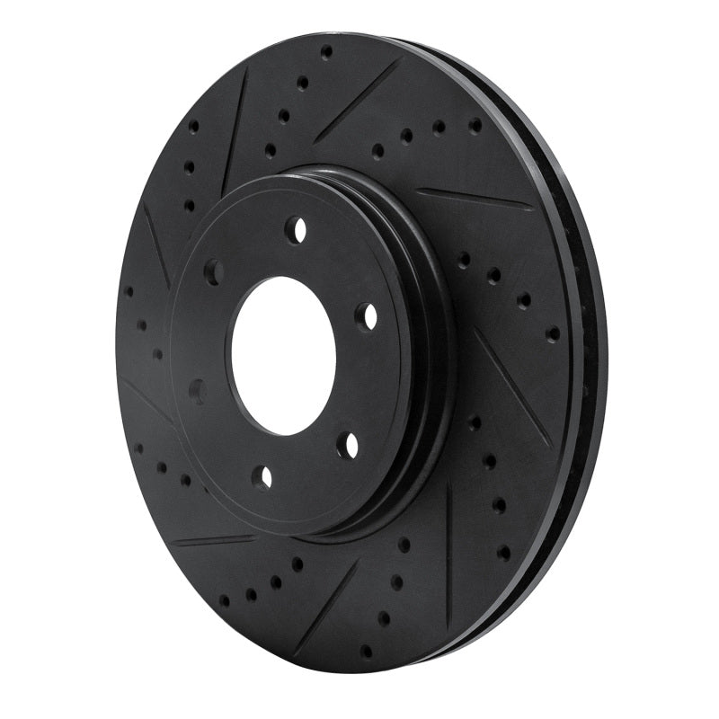 R1 Concepts R1 06-09 Chevrolet Trailblazer Front Left Drilled & Slotted Black Brake Rotor