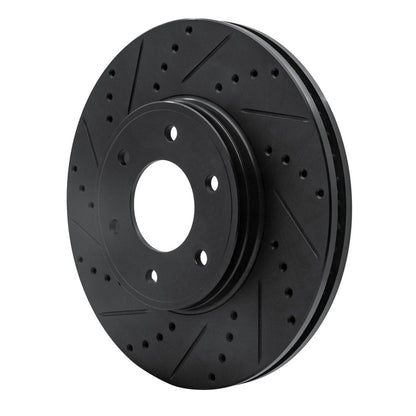 R1 Concepts R1 06-09 Chevrolet Trailblazer Front Left Drilled & Slotted Black Brake Rotor
