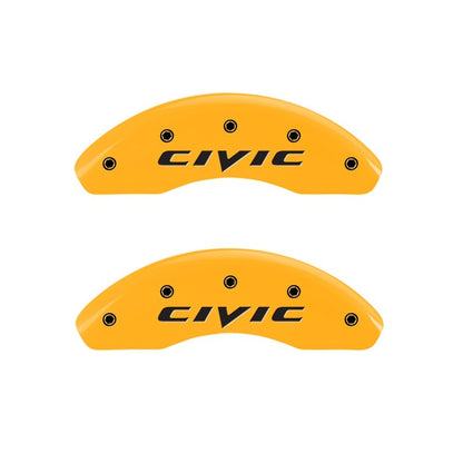MGP 2 Caliper Covers Engraved Front 2015/Civic Yellow Finish Black Char 2011 Honda Civic