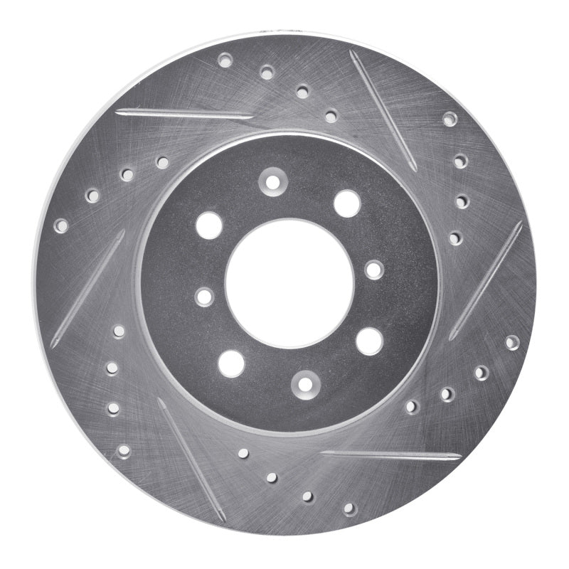 R1 Concepts R1 84-86 Nissan 300ZX Front Right Drilled & Slotted Silver Brake Rotor