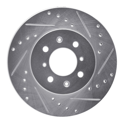 R1 Concepts R1 84-86 Nissan 300ZX Front Right Drilled & Slotted Silver Brake Rotor