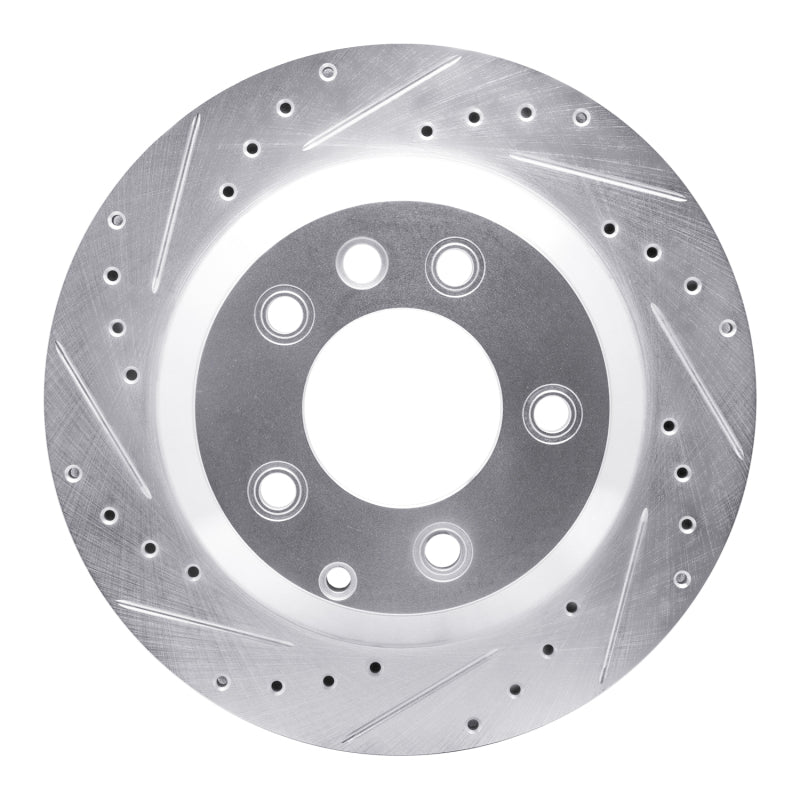 R1 Concepts R1 03-18 Audi Q7 Rear Left Drilled & Slotted Silver Brake Rotor