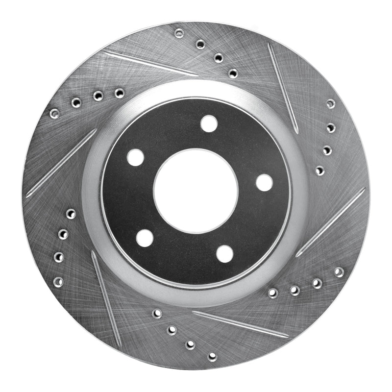 R1 Concepts R1 07-15 Nissan Rogue Front Right Drilled & Slotted Silver Brake Rotor