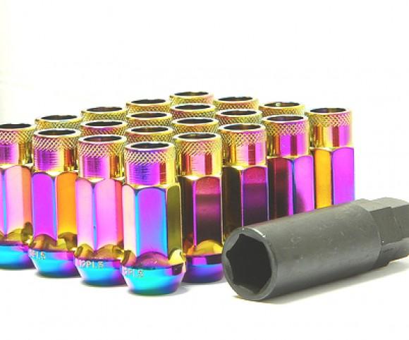 Wheel Mate Muteki SR48 Open End Lug Nuts - Burning Blue Neon 12x1.50 48mm