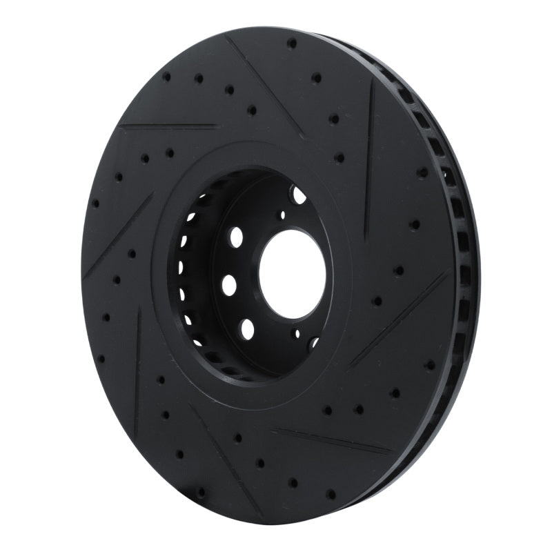 R1 Concepts R1 06-20 Lexus GS350 Left Front Drilled & Slotted Black Brake Rotor