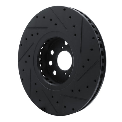 R1 Concepts R1 06-20 Lexus GS350 Left Front Drilled & Slotted Black Brake Rotor
