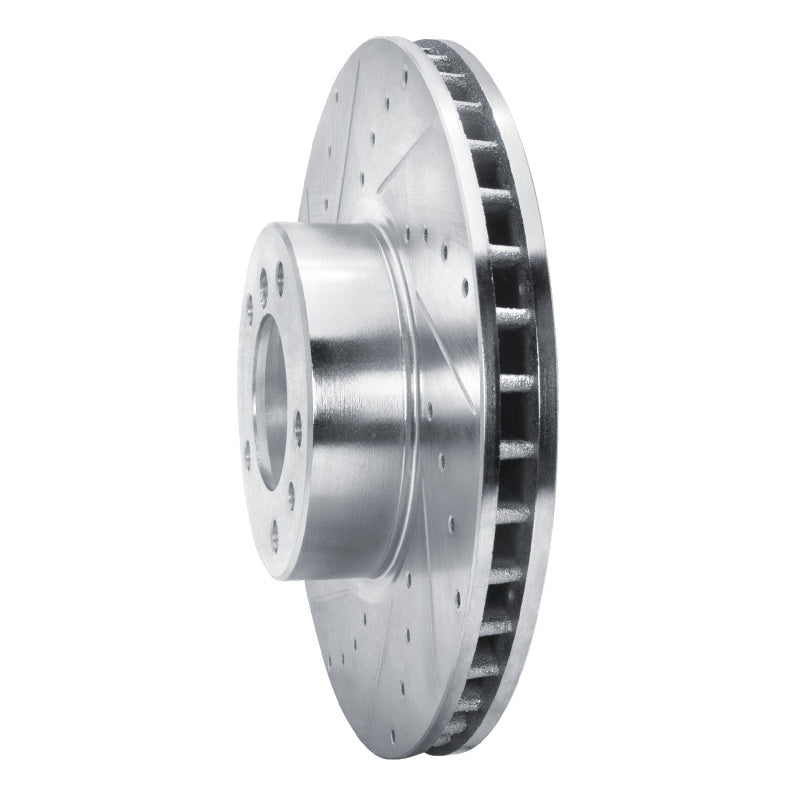 R1 Concepts R1 00-03 BMW 540I Front Left Drilled & Slotted Silver Brake Rotor