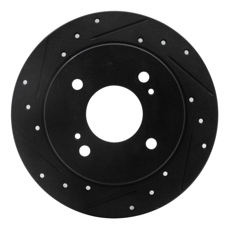 R1 Concepts R1 82-88 Nissan 280ZX Rear Left Drilled & Slotted Black Brake Rotor