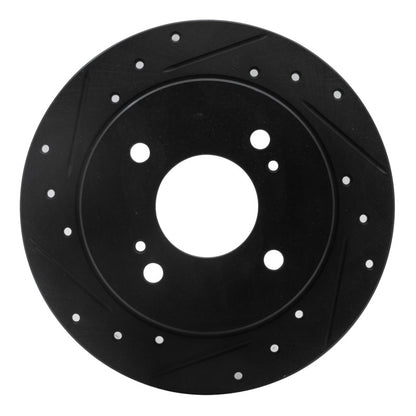 R1 Concepts R1 82-88 Nissan 280ZX Rear Left Drilled & Slotted Black Brake Rotor