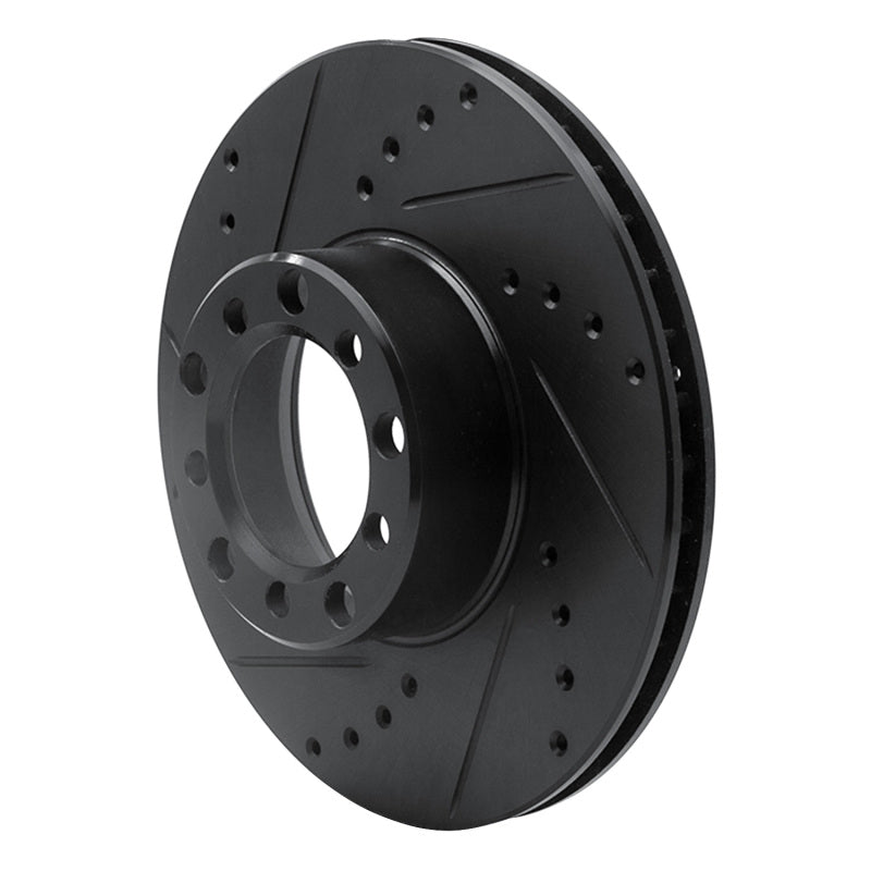 R1 Concepts R1 79-85 Mercedes-Benz 380SL Front Left Drilled & Slotted Black Brake Rotor