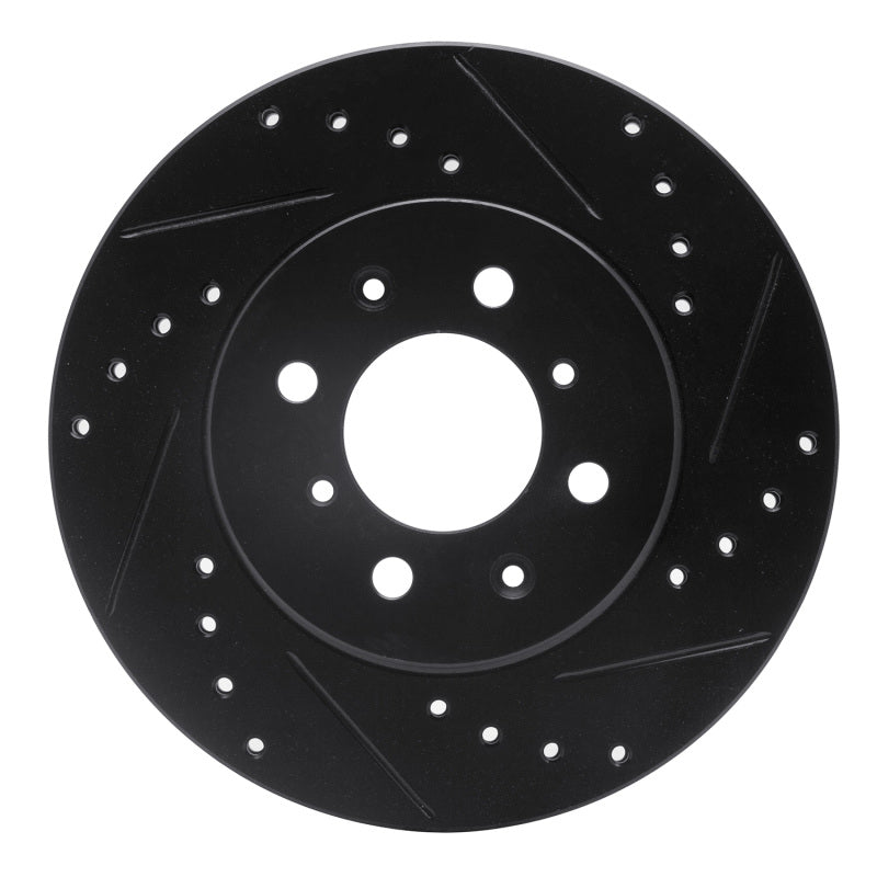 R1 Concepts R1 91-94 Nissan Sentra Front Right Drilled & Slotted Black Brake Rotor