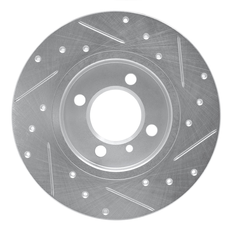 R1 Concepts R1 84-85 BMW 318I Front Left Drilled & Slotted Silver Brake Rotor