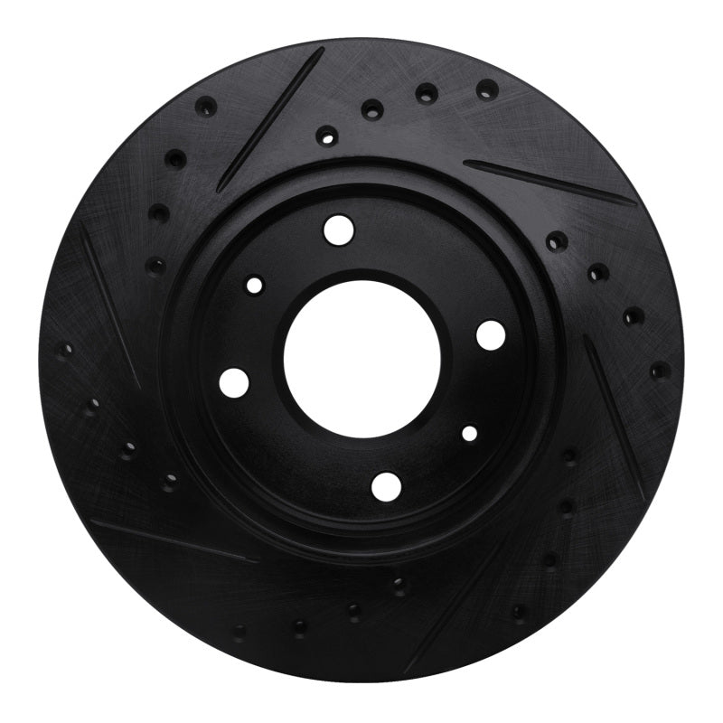 R1 Concepts R1 85-91 Dodge COLT Front Right Drilled & Slotted Black Brake Rotor