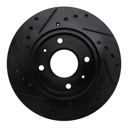 R1 Concepts R1 85-91 Dodge COLT Front Right Drilled & Slotted Black Brake Rotor