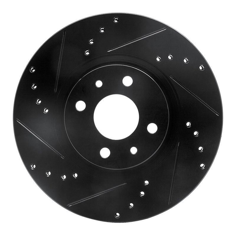 R1 Concepts R1 2012-2019 Fiat 500E Front Left Drilled & Slotted Black Brake Rotor