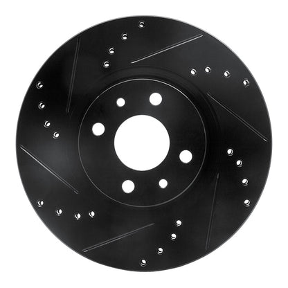 R1 Concepts R1 2012-2019 Fiat 500E Front Left Drilled & Slotted Black Brake Rotor