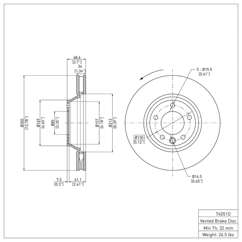 DFC 03-15 Audi Q7 Left Front Brake Rotor