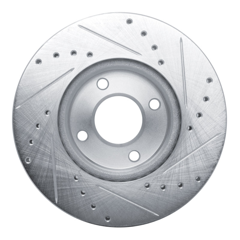 R1 Concepts R1 17-25 Nissan Versa Front Left Drilled & Slotted Silver Brake Rotor