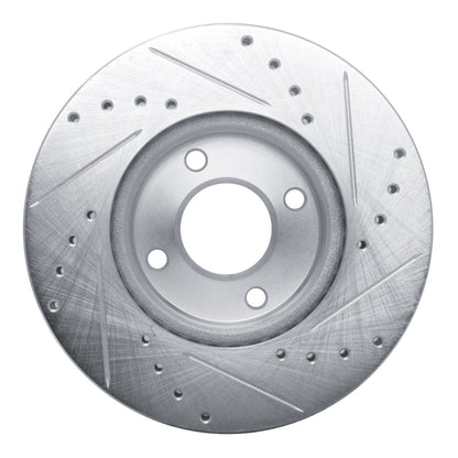 R1 Concepts R1 17-25 Nissan Versa Front Left Drilled & Slotted Silver Brake Rotor