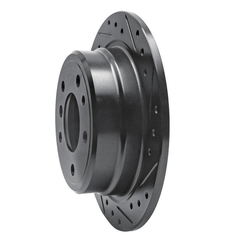 R1 Concepts R1 81-86 BMW 735I Rear Right Drilled & Slotted Black Brake Rotor