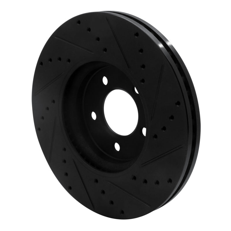 R1 Concepts R1 06-08 Jaguar S-Type Front Left Drilled & Slotted Black Brake Rotor