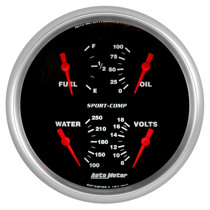 Autometer Quad 5in. 0-90 Ohm Electric Sport-Comp Gauge