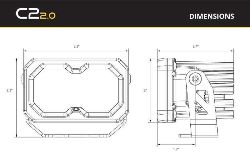Diode Dynamics Stage Series 2 In Roll Bar Chase Light Kit SSC2 Sport - Yellow (Pair)