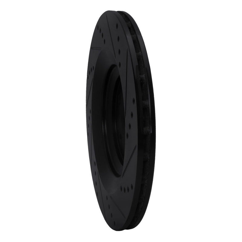 R1 Concepts R1 07-11 Audi S6 Rear Left Drilled & Slotted Black Brake Rotor
