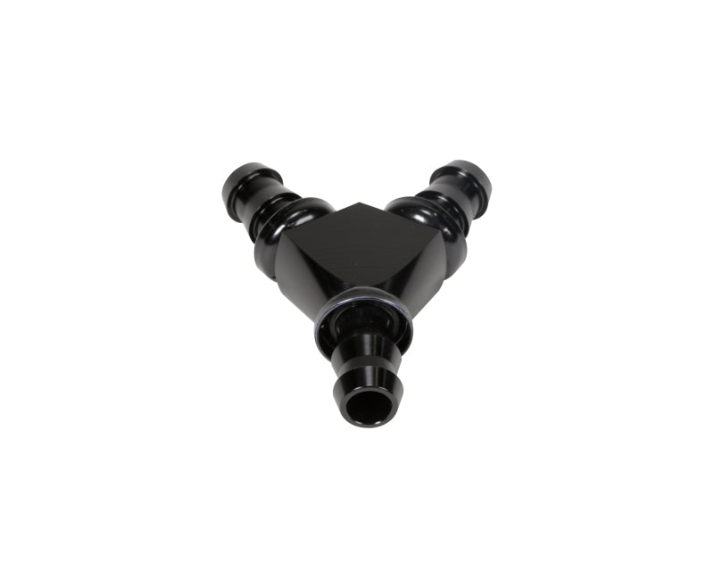 Fleece Performance 1/2in Black Anodized Aluminum Y Barbed Fitting (For -8 Pushlock Hose)