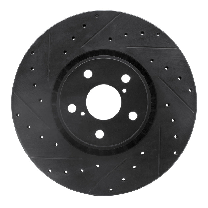 R1 Concepts R1 07-11 Lexus GS350 Left Front Drilled & Slotted Black Brake Rotor