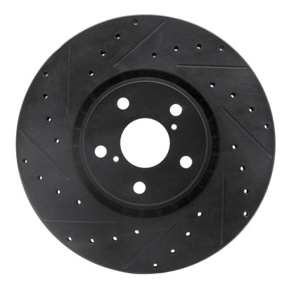 R1 Concepts R1 07-11 Lexus GS350 Left Front Drilled & Slotted Black Brake Rotor