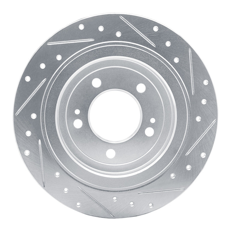 R1 Concepts R1 17-25 Hyundai Nexo Rear Left Drilled & Slotted Silver Brake Rotor