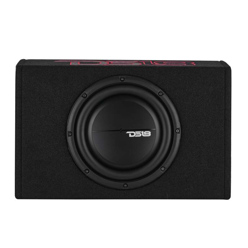 DS18 Single 10in Shallow Enclosure w/ Subwoofer 350 Watts RMS Sealed Black Carpet