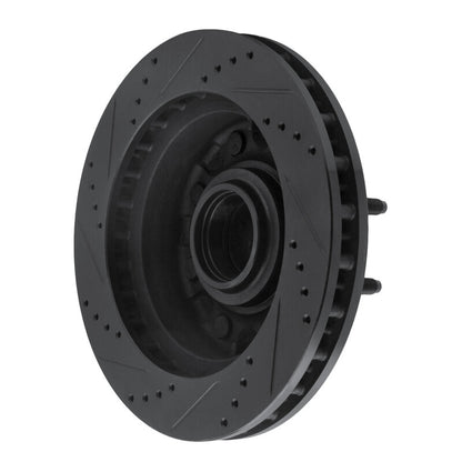 R1 Concepts R1 99-02 Ford F-250 2WD (Super Duty) Front Right Drilled & Slotted Black Brake Rotor