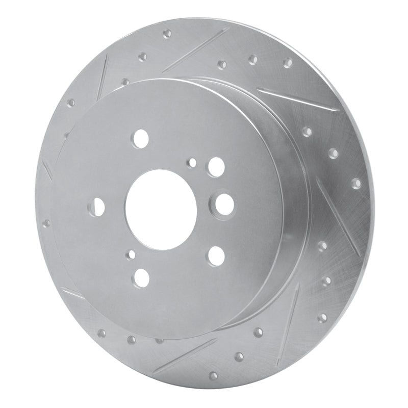 R1 Concepts R1 04-05 Toyota RAV4 Rear Left Drilled & Slotted Silver Brake Rotor