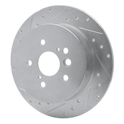 R1 Concepts R1 04-05 Toyota RAV4 Rear Left Drilled & Slotted Silver Brake Rotor
