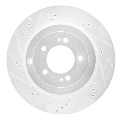R1 Concepts R1 08-15 Mitsubishi Lancer Rear Left Drilled & Slotted Silver Brake Rotor