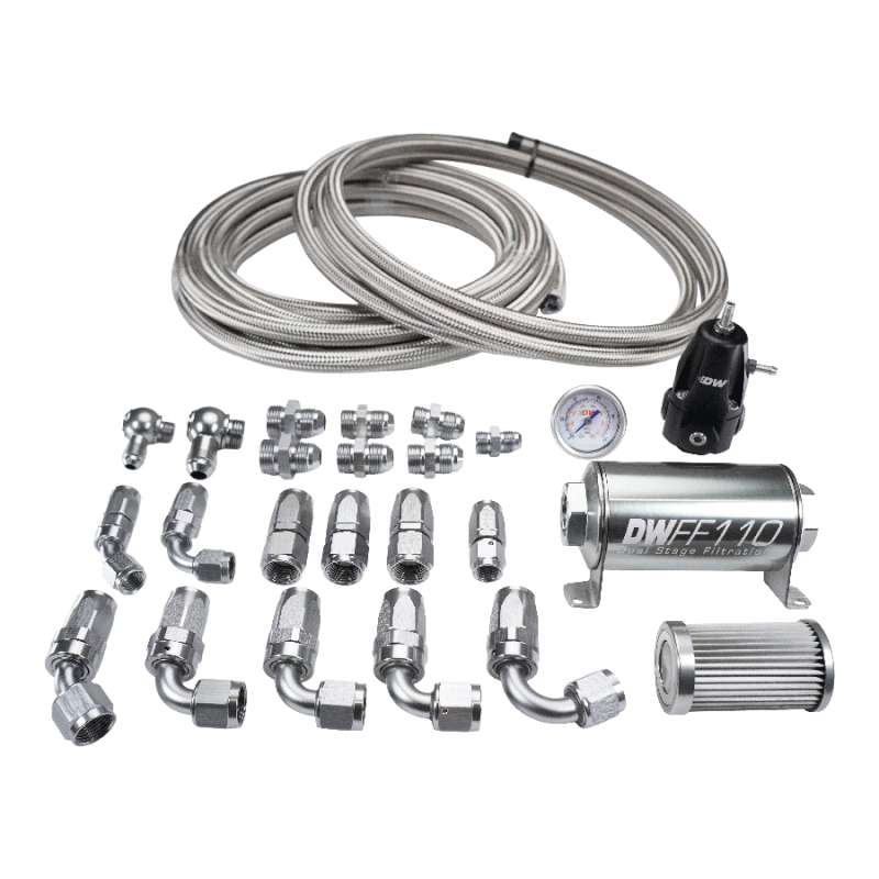DeatschWerks X2 Series Pump Module -8AN Feed w/ -6AN return CPE Plumbing Kit for 92-00 Honda Civic