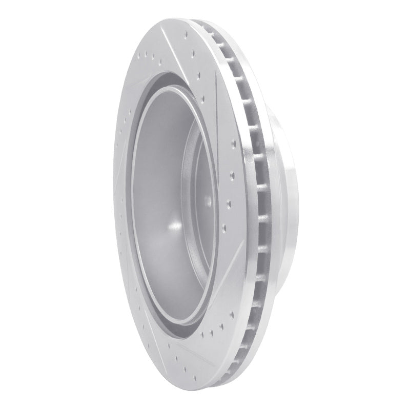 R1 Concepts R1 16-24 Nissan Titan XD Rear Left Drilled & Slotted Silver Brake Rotor
