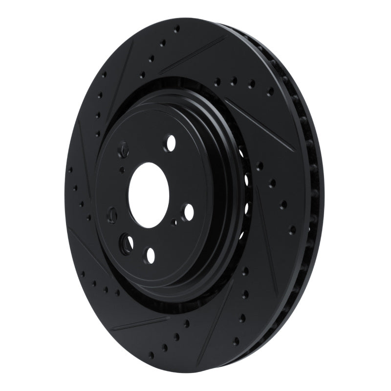 R1 Concepts R1 20-25 Lexus RX350h Front Left Drilled & Slotted Black Brake Rotor