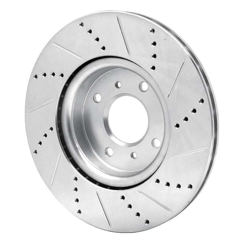 R1 Concepts R1 04-06 Nissan Sentra Front Left Drilled & Slotted Silver Brake Rotor